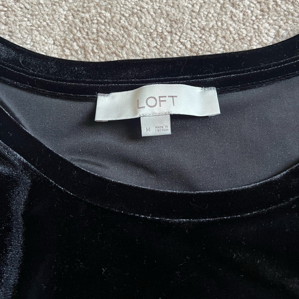 loft | medium black velvet top with cinched waist - Picture 2 of 5